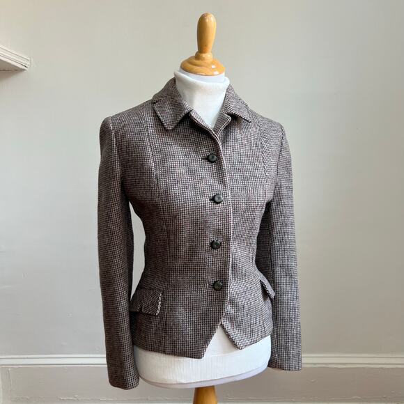Vintage 50s Brown Wool Tweed Bespoke Blazer Large Quiet Luxury Academia - Picture 14 of 14